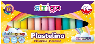 Plastilina 12 culori 6 clasice + 6 pastel Strigo