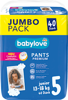 Pannolini a mutandina premium junior (13-18 kg), confezione jumbo, tg. 5 babylove