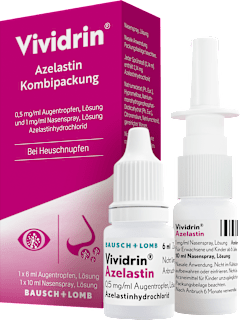 Vividrin Azelastin Kombipackung 1 x á 0,5 mg/ml Augentropfen und 1x á 1 mg/ml Nasenspray, Lösung Azelastinhydrochlorid Vividrin