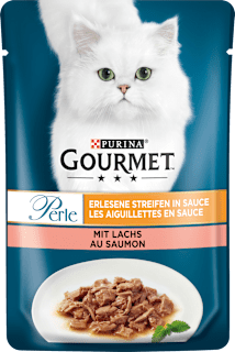 Nassfutter Katze mit Lachs, Perle - erlesene Streifen in Sauce Purina Gourmet
