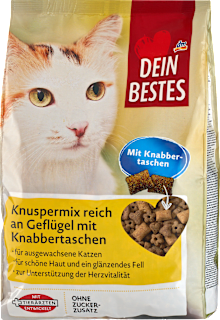 Trockenfutter Katze Knuspermix reich an Geflügel mit Knabbertaschen Dein Bestes
