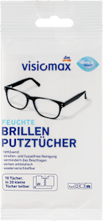 Vlhčené utierky na čistenie okuliarov 10x2 Visiomax