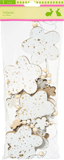Holzgirlande Blumen mit Goldsprenkel, 1 St