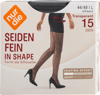 Seidenfein in Shape Strumpfhose schwarz 15 DEN, Gr. 44/48 nur die