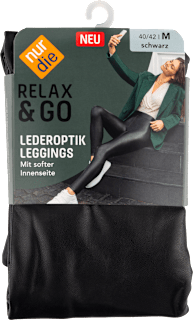 Relax & Go Lederoptik Leggins Damen schwarz, Gr. 40/42 nur die