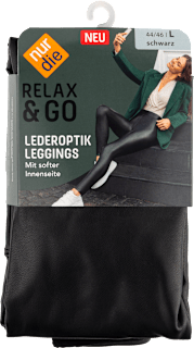 Relax & Go Lederoptik Leggins Damen schwarz, Gr. 44/46 nur die