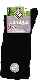 Bambus Herrensocken Komfort schwarz, Gr. 43-46 (2 Paar) nur die