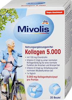 Kollagen 5.000 étrend-kiegészítő, trópusi gyümölcs ízű, 20 tasak Mivolis