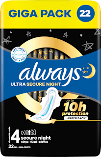 Binden Ultra Secure Night 4 mit Flügeln Giga Pack always