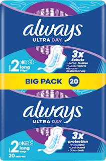 Ultra-Binden Day Long 2 mit Flügeln, Big Pack always