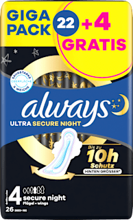 Binden Ultra Secure Night 4 mit Flügeln Giga Pack always