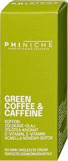 ANTI FATIGUE Coffee Espresso ébresztő szemkörnyékápoló növényi botox kivonattal, koffeinnel és zöld kávéolajjal karikás, puffadt szemekre PHI