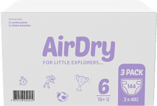 double care AirDry pelene vel. 6 (16+ kg) 3x48 komada Violeta