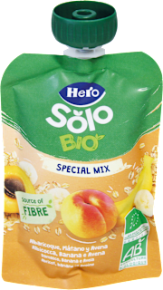 Purea BIO SPECIAL MIX con albicocca, banana e avena Hero Solo