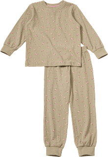Schlafanzug mit Ripp-Struktur & Blumen-Muster, braun, Gr. 110/116 ALANA