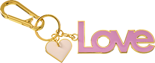Schlüsselanhänger "Love", gold/rosa/creme (14,8x3x0,5 cm), 1 St