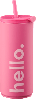 Trinkbecher mit Strohhalm "hello.", pink/rosé (500 ml), 1 St