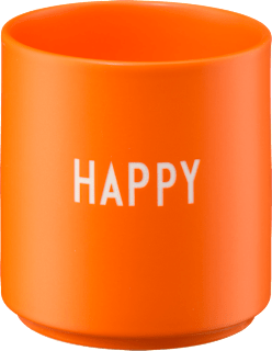 Lieblingsbecher aus Porzellan "HAPPY", orange (300 ml), 1 St