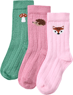 Socken mit Herbst-Motiv & Ripp-Struktur, rosa + grün, Gr. 27/29 ALANA