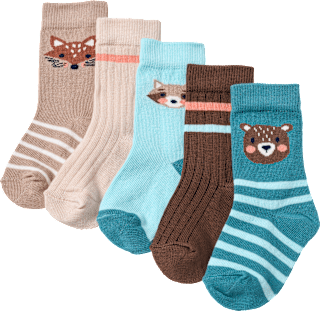 Socken mit Tier-Muster, braun + beige + blau, Gr. 23/26 PUSBLU