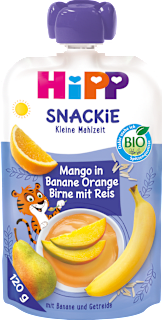 BIO Sport příkrm v sáčku mango, banán, hruška & pomeranč s rýží HiPP