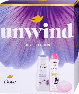 Unwind tusfürdő, szappan, deo spray ajándékcsomag Dove