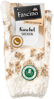 Kuschelsocken mit Leo-Muster beige Gr. 35-38 Fascino