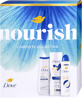 Nourish tusfürdő, testápoló, deo spray ajándékcsomag Dove
