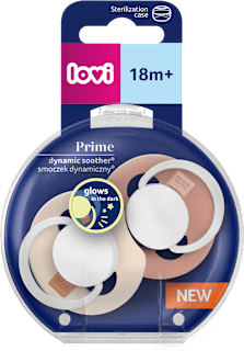 Smoczek silikonowy, dynamiczny Prime 18m+ Ivory Glow/Blush Glow LOVI