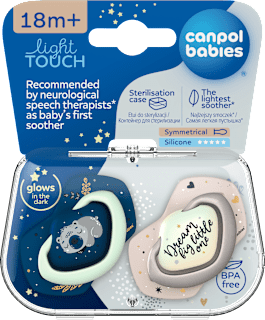 Smoczek silikonowy, symetryczny Light Touch 18m+ Sleepy Koala, niebieski Canpol babies