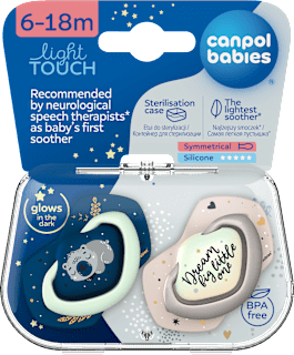Smoczek silikonowy, symetryczny Light Touch 6-18m Sleepy Koala, niebieski Canpol babies