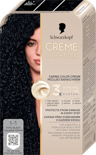 Farba na vlasy - 1-1 chladná čierna Schwarzkopf CREME SUPREME