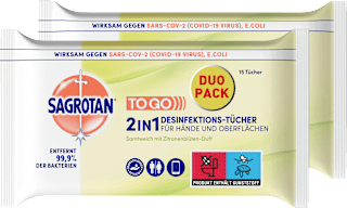 Desinfektionstücher 2in1 für unterwegs Zitrone (2x15 St) Sagrotan