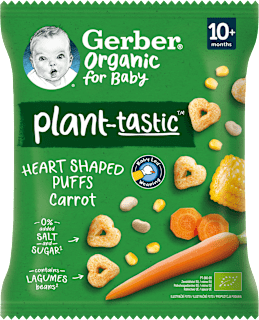 Chrupki kukurydziane marchewkowe serduszka po 10. miesiącu Gerber Organic