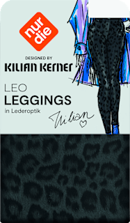 Leggings in Leder-Optik mit Leo-Muster schwarz Gr. 32/34 nur die