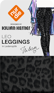 Leggings Relax & Go Lederoptik schwarz mit Leo-Muster, Gr. 40/42 nur die
