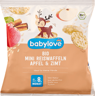 Bio mini almás-fahéjas puffasztott rizskorongok, 8. hónapos kortól babylove