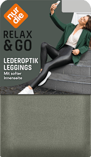 Leggings Relax & Go Lederoptik olive, Gr. 40/42 nur die