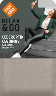 Leggings Relax & Go Lederoptik taupe, Gr. 36/38 nur die