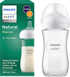 Babyflasche aus Glas Natural Response weiß, ab dem 3. Monat, 240ml PHILIPS AVENT