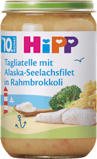 Menü Tagliatelle mit Alaska-Seelachsfilet in Rahmbrokkoli ab dem 10. Monat HiPP