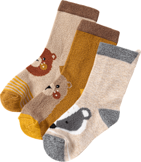 Socken mit Waldtier-Motiv, braun + beige + grau, Gr. 23/26 ALANA