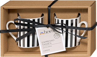 Espresso Tassen-Set aus New Bone, Streifen, schwarz/weiß dm home