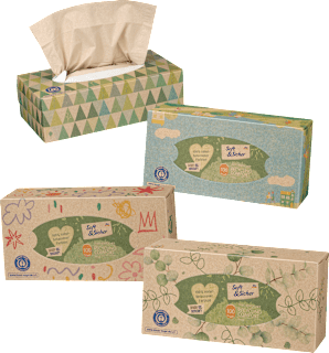Носни кърпички, рециклирани в кутия, 4 слоя Soft&Sicher