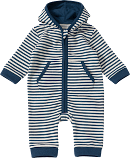 Overall mit Kapuze & Ringel-Muster, blau & weiß, Gr. 68 ALANA