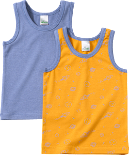 Unterhemden mit Weltall-Muster, gelb + blau, Gr. 122/128 ALANA