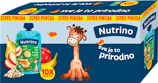 Voćna kaša - jabuke, kruške i banane sa žitaricama, od 6. meseca, 10x100g Nutrino