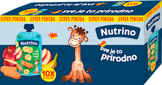 Voćna kaša - jabuke i banane sa keksom, od 6. meseca, 10x100g Nutrino