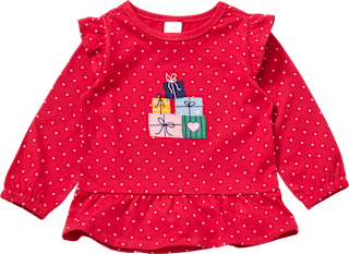 Tunika mit Geschenk-Applikation & Punkte-Muster, rot, Gr. 98 ALANA