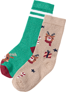 Socken mit Rentier-Muster, grün + beige, Gr. 31/33 ALANA